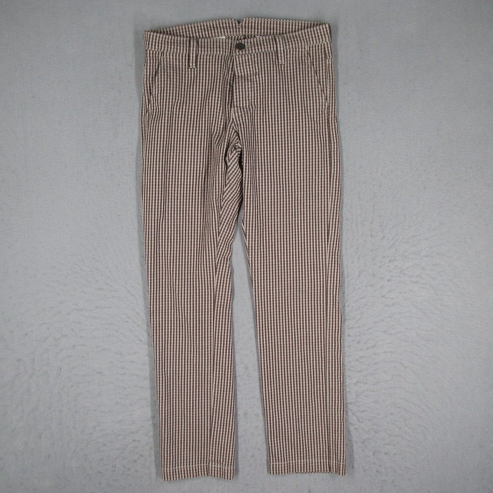 Levis 510 Super Skinny Mens Brown White Striped Pants Button Fly 31x28